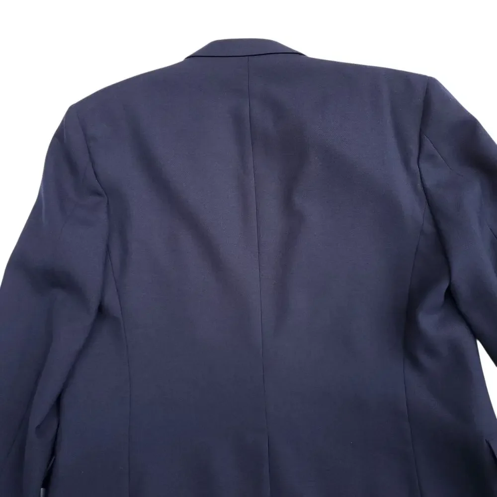 VTG Stafford Blue Wool Blend Gold Button Double Breasted Jacket Sport Coat 44L